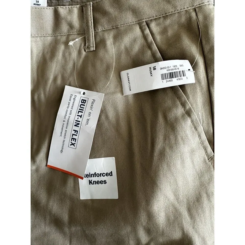 Old Navy Boys Straight Built-In Flex School Khaki Chino Pants Trousers 18 Husky